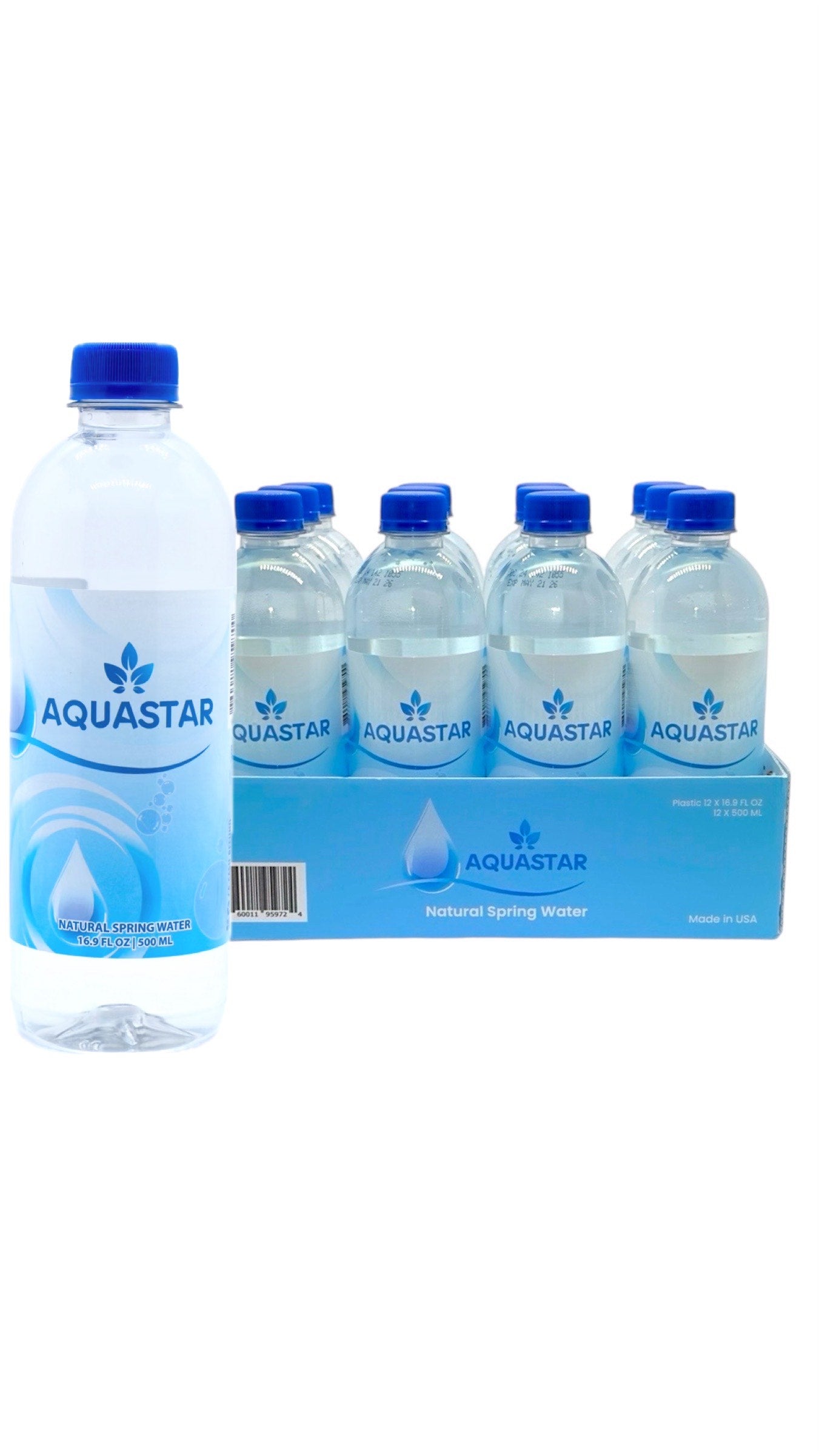 Aquastar Natural Spring Water Plastic Bottle 16.9 FL OZ 12 Pack